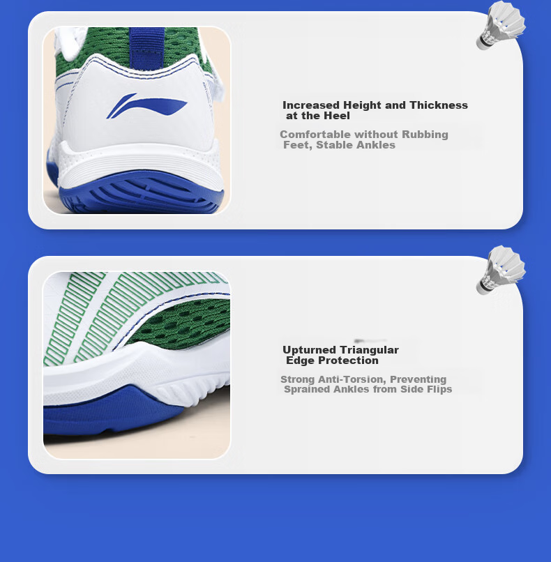 Li-Ning Children's Badminton Shoes, Youth Thunder Junior Badminton Pioneer, Wear-Resistant Non-Slip Easy-To Velcro Sneakers 10