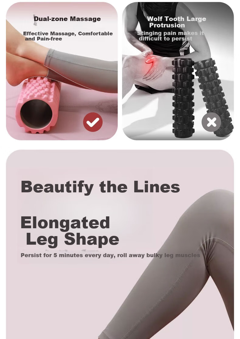 Duweike Foam Roller Muscle Relaxation Roller Spiky Massage Stick Leg Massage Yoga Stick Green White 45cm 6