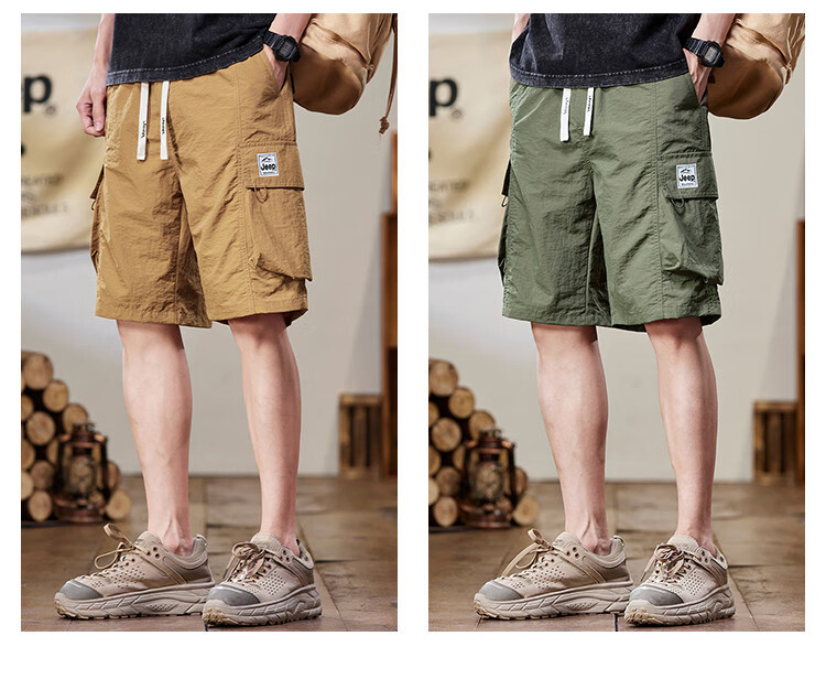 JEEP Ice Silk Quick-Dry Cargo Shorts for Men, Summer 2026 Lightweight Casual Mid-Length Pants, Men's Shorts 4