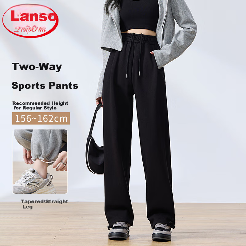 Langsha Women's Sweatpants Spring Autumn American Style Sports Pants Loose Slim Fit Jogger Straight Leg Two-Way Casual Draped Wide-Leg Pants