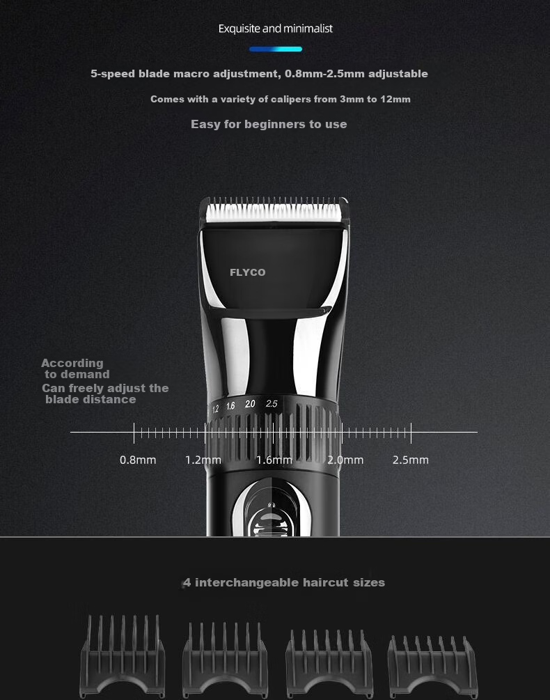 FLYCO Professional Electric Hair Clipper Smart Cordless Hair Trimmer for Adults and Kids Home Use Haircut Tool FC5916 6