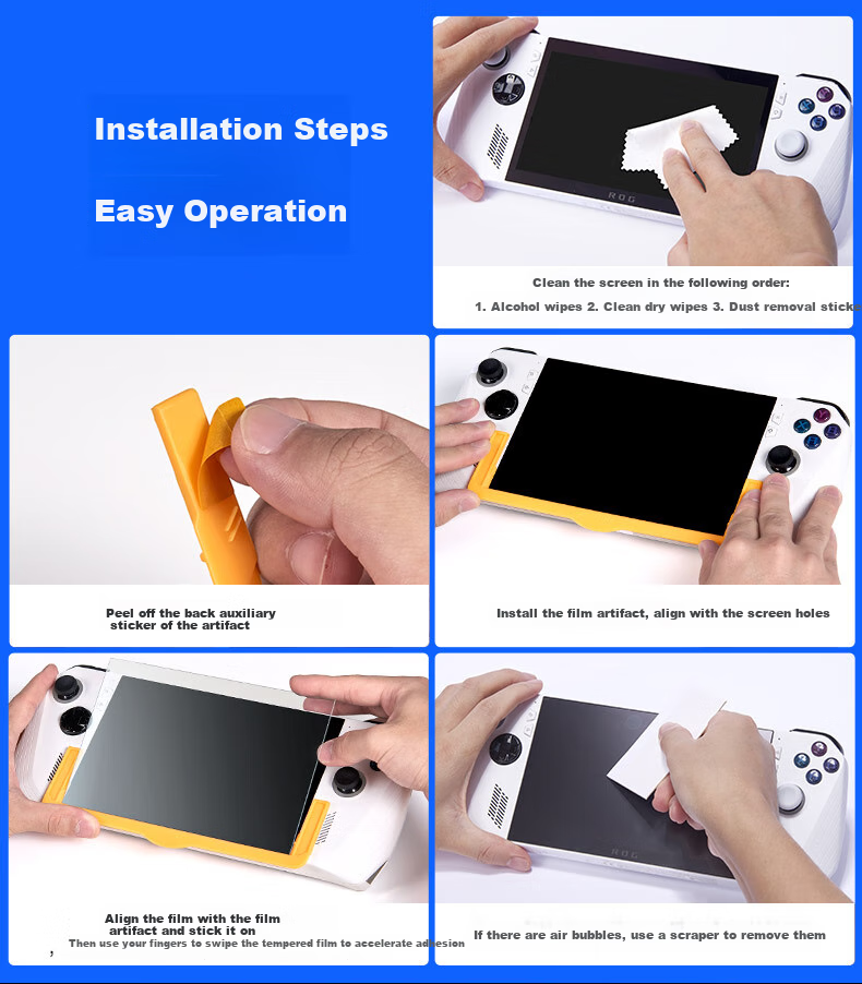 JSAUX Few Shuo Compatible with ASUS ROG Handheld Allux Tempered Glass Screen Protector, ROG Protective Film, Anti-Fingerprint, All X Accessory, Second-Generation Screen Film, High-Definition Anti-Glare 8