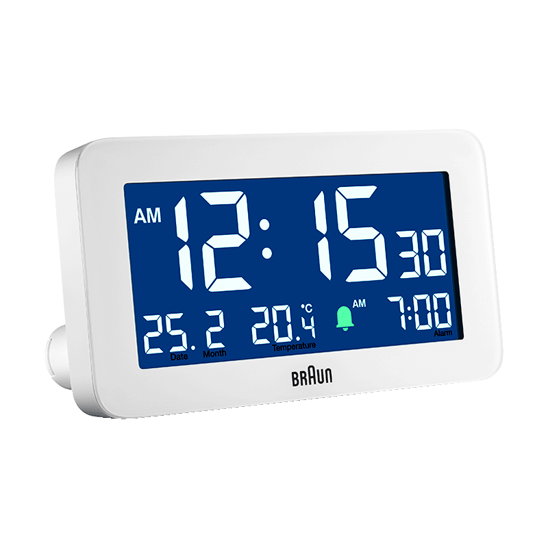 Braun German Brand Original Imported Alarm Clock Smart 2026 New Wake-Up Gadget Large Screen Multifunctional LCD Digital Temperature Electronic Desktop Alarm Clock Back-to-School Gift