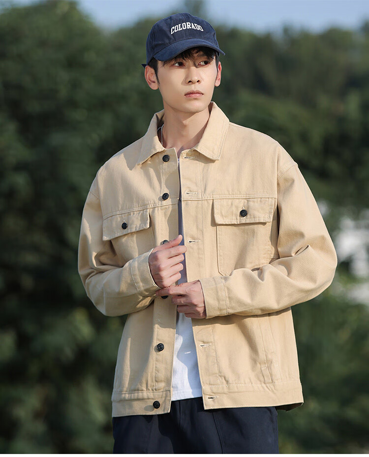 Zengzhi Japanese-Style Simple Denim Jacket for Men, Spring And Autumn 2026, Loose-Fitting Versatile Casual Lapel Men's Jacket for Teenagers 4