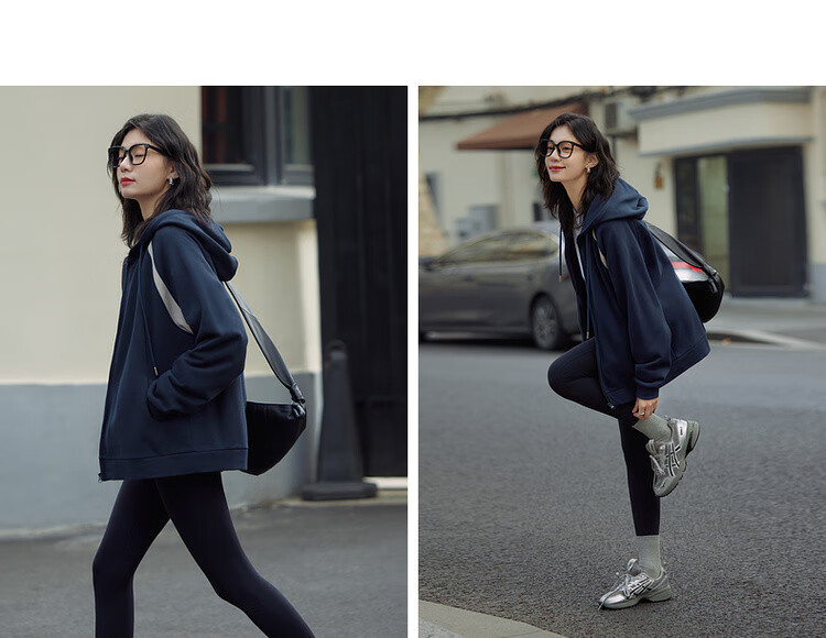 Dme [Cotton Academy] Spring Simple Color-Block Hooded Cardigan, Casual Loose Comfortable Concealing Women's Jacket 6