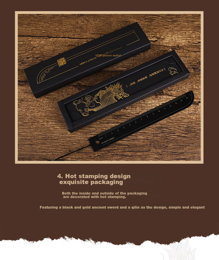 Kinbor Grave Robbers' Chronicles Black Gold Ancient Sword Steel Ruler 15cm Student Exam Special Straight Ruler Scale Ruler Measurement Drawing Stationery Back-To Essential - DT57231 7