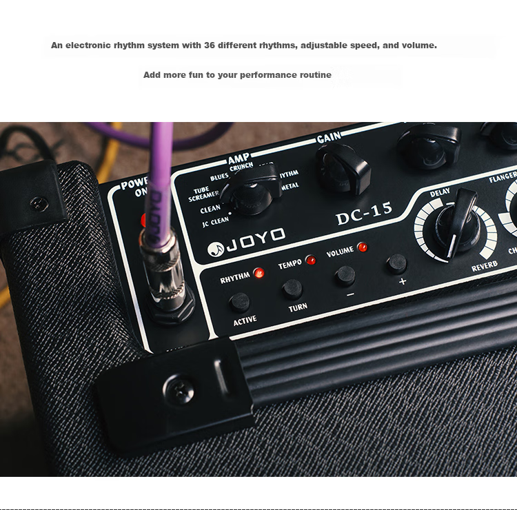 JOYO DC-15 Acoustic-Electric Guitar Amplifier with Effects Pedal, Drum Machine, Rhythm Guitar Practice Portable Speaker 7