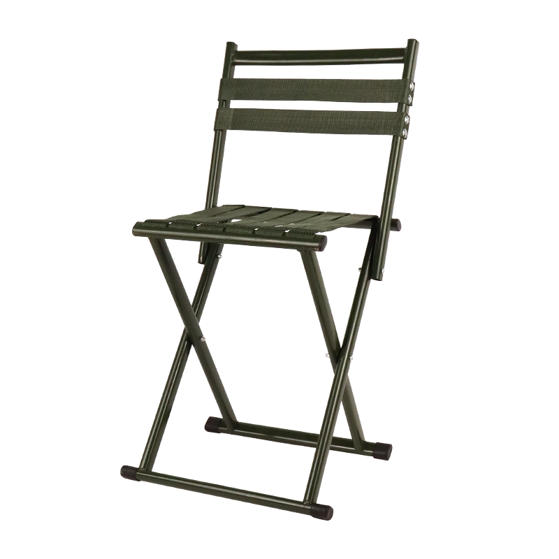 Jiuchangu Portable Outdoor Folding Backrest Thickened Fishing Stool Military Green Camping Chair Bench 7358