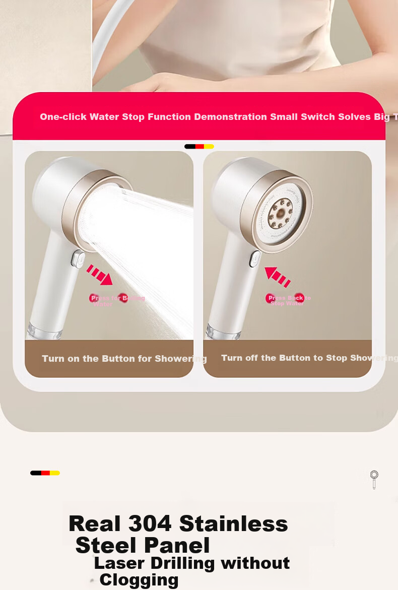 HOMK [Germany] Shower Head LP Series, High-Pressure Filtered Shower, Bathroom Bathing High-Pressure Single-Head Sprayer, LP79 18