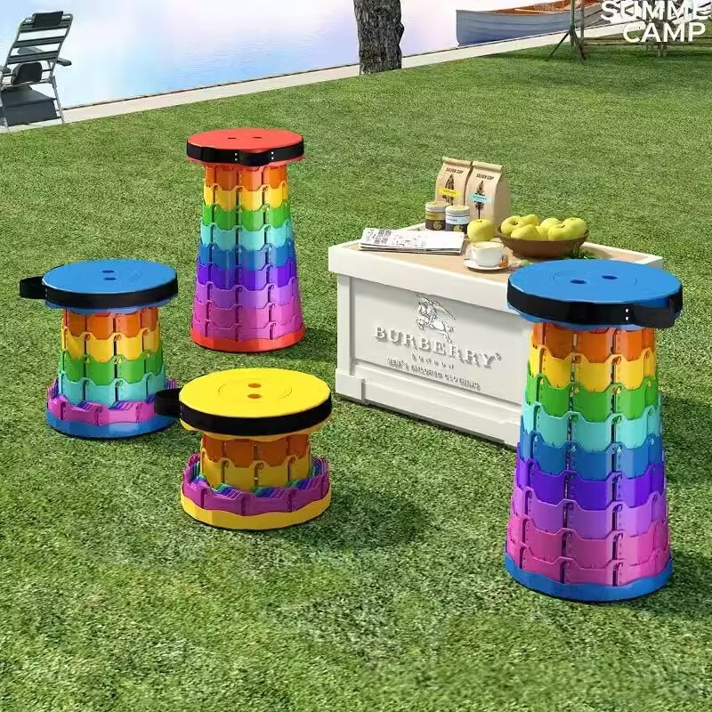 Huayin Xuan Folding Stool Portable Telescopic Adjustable Compact Stool Ultra-Light Queuing Fishing Outdoor Camping Chair