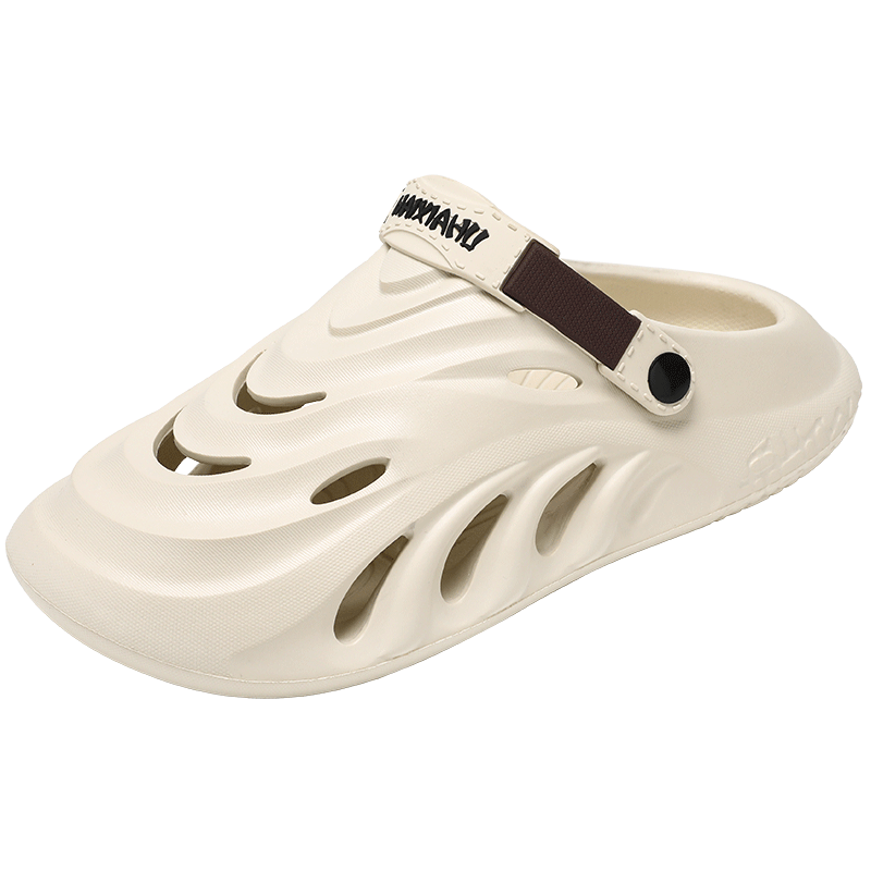 CARTELO Men's Perforated Shoes, Summer Closed-Toe Sandals, Comfortable Beach Shoes, Dual-Use Sandals And Slippers for Men, 1564 Khaki, Size 44-45
