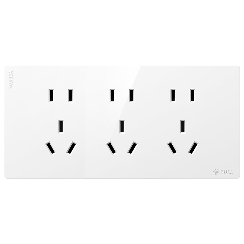 BULL Switch Socket, Ultra-Thin 118-Type Socket Switch, 15-Hole Nine-Hole Socket Panel G60Z356 Bright White