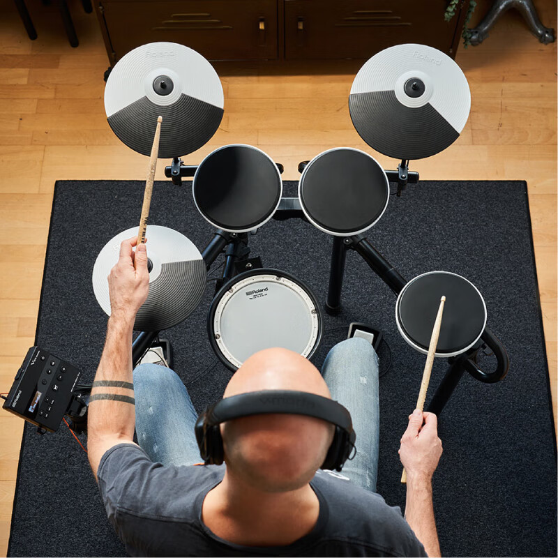 Roland TD-02KV Entry-Level Electronic Drum Set TD02KV (Five Drums Three Cymbals) Official Package with Drum Stool And Headphones Gift Set