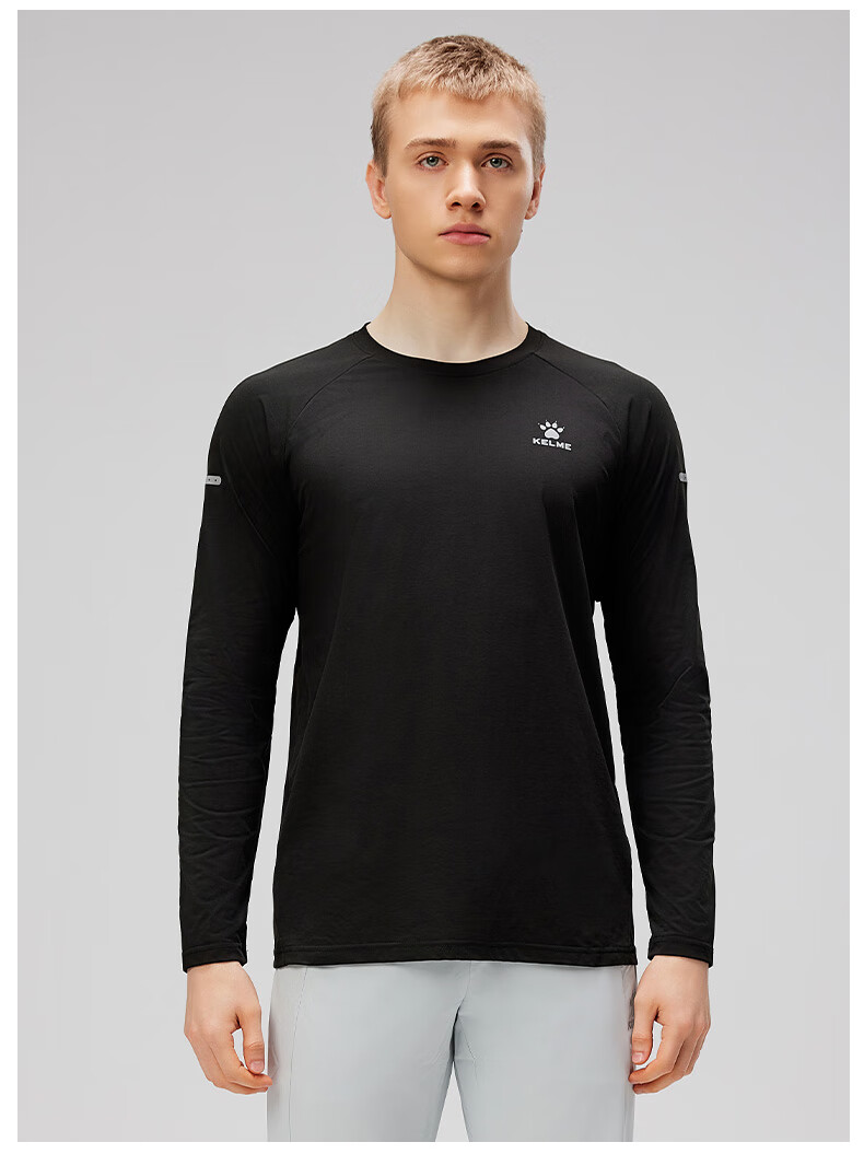 KELME Sports Long-Sleeve T-Shirt, Cotton-Feel Quick-Dry Top, for Running, Soccer Training, Long-Sleeve Sportswear, Moonlight Gray, 3XL 3