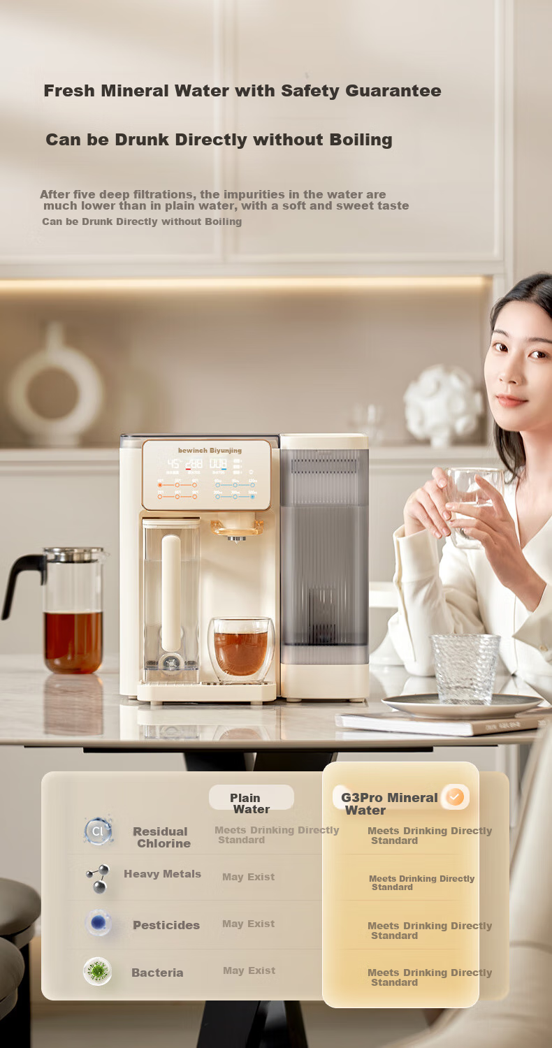 Bewinch G3 Mineral Water Purifier Home Direct Drinking Machine with Heating, RO Reverse Osmosis Filtration, Antibacterial Narrow Edge, No Installation Required All-In G3Pro-Hill: Set Version 3-Second Rapid Heating with Free Filter Cartridge 6