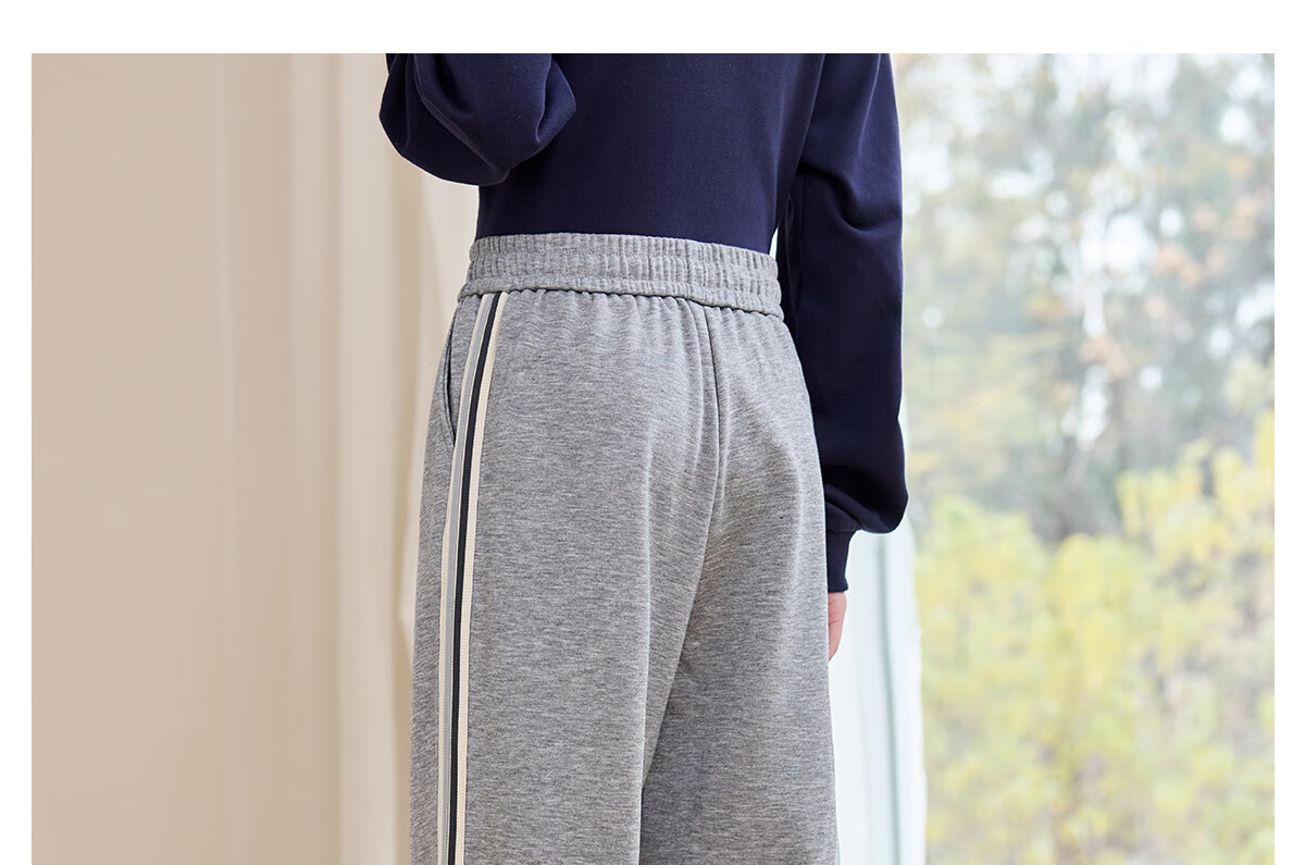 Halo Queen Casual Wide-Leg Pants for Women with Side Stripes Design, High-Waisted Loose Straight-Leg Trousers for Petite Figures H143K2003 44
