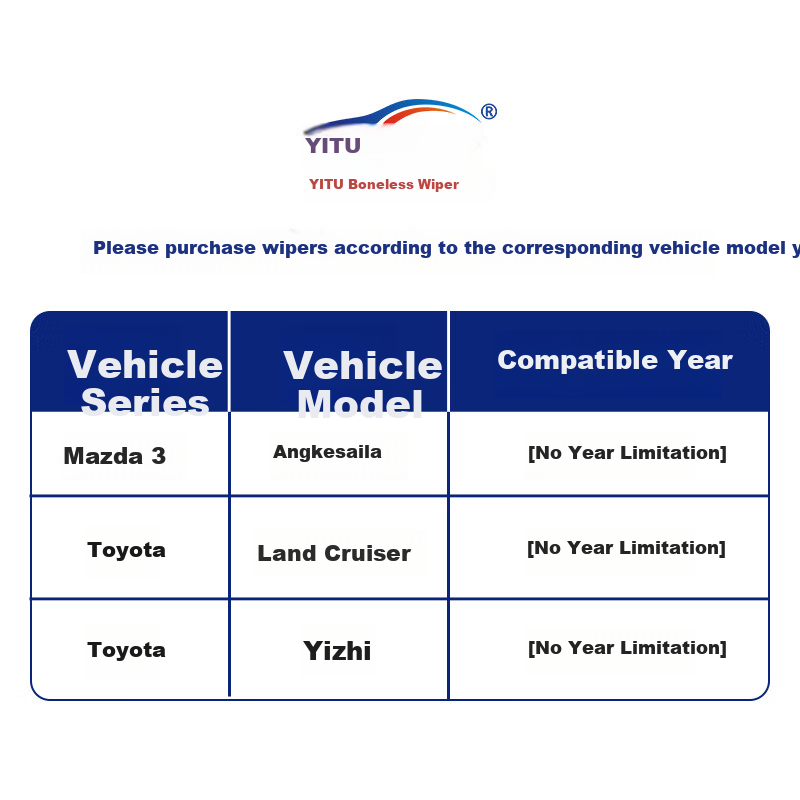 Задний стеклоочиститель YITU для Mazda Axela / Toyota Land Cruiser / Toyota Yizhi, бескаркасный, 305 мм, Toyota Interface