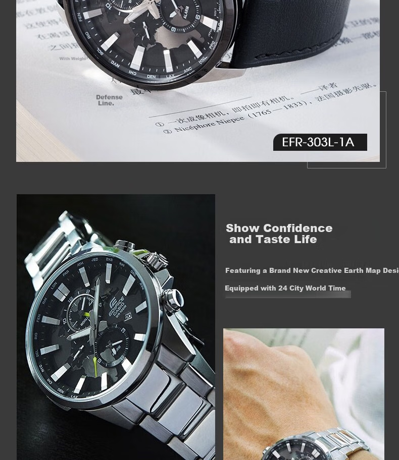 CASIO Men's Watch, EDIFICE Earth Heart Quartz Exam Japanese And Korean Style Gift Box Edition for Boyfriend, EFR-303L 10