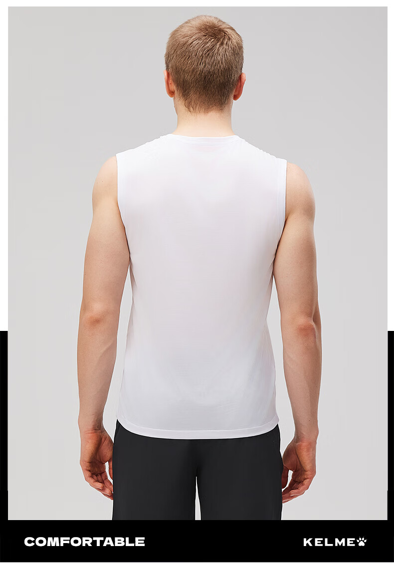 KELME Men's Sports Vest Summer New Basketball Training Running Fitness Sleeveless Quick-Dry T-Shirt Agate Black M 12