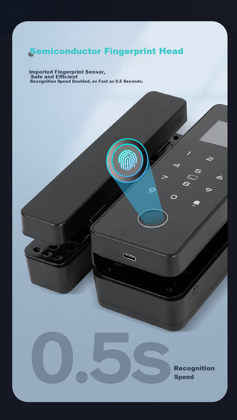 Youku Fingerprint Lock, Access Control Smart Electronic Password Lock, Office Glass Door Lock, Single And Double Doors, No Drilling Or Wiring Required, Bluetooth Mini-Program Unlocking 4