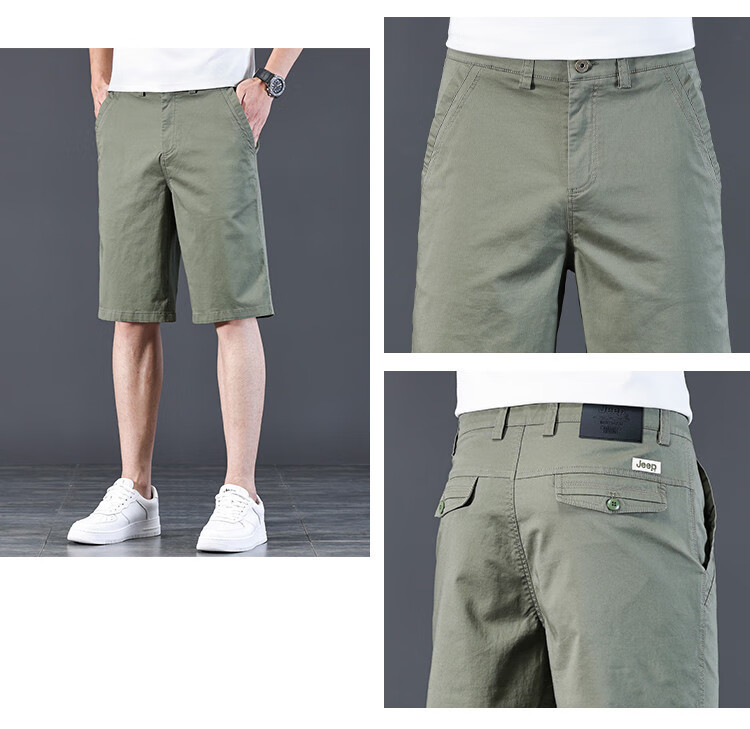 JEEP High-End Lightweight Five-Pocket Casual Shorts for Men, New Summer 2026 Business Loose Straight-Leg Mid-Length Pants for Me 3