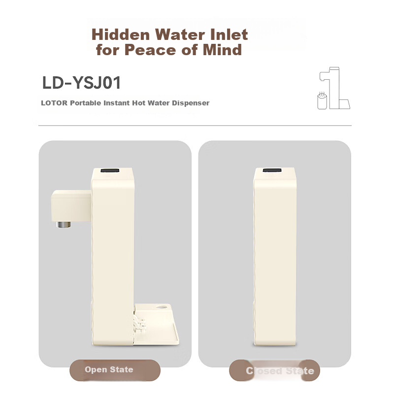 LOTOR Portable Electric Hot Water Dispenser, Foldable Desktop Tea Maker for Travel And Office Use, with Adjustable Temperature Control