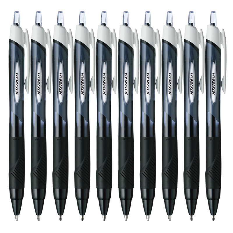 Uni Mitsubishi JETSTREAM Series Retractable Ballpoint Pen SXN-150, Smooth Writing for Students And Office Use, 1.0mm Diameter, Black Barrel with Black Ink, Pack of 10