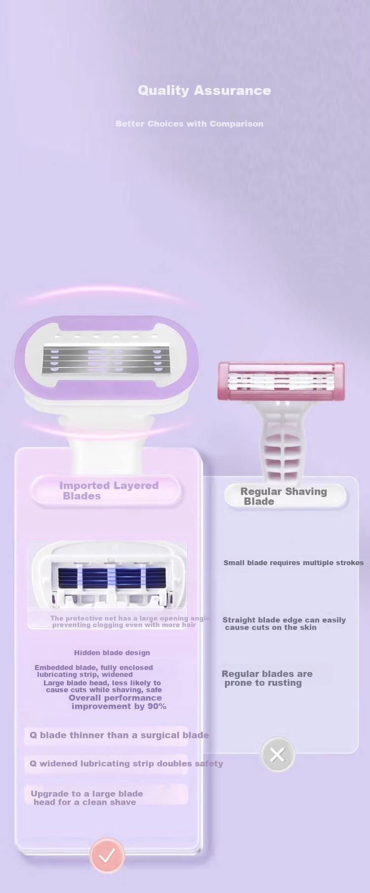 Guangduola Hair Removal Razor for Women, Leg And Underarm Hair Removal Tool, Intimate Area Trimmer for Women's Private Parts 9