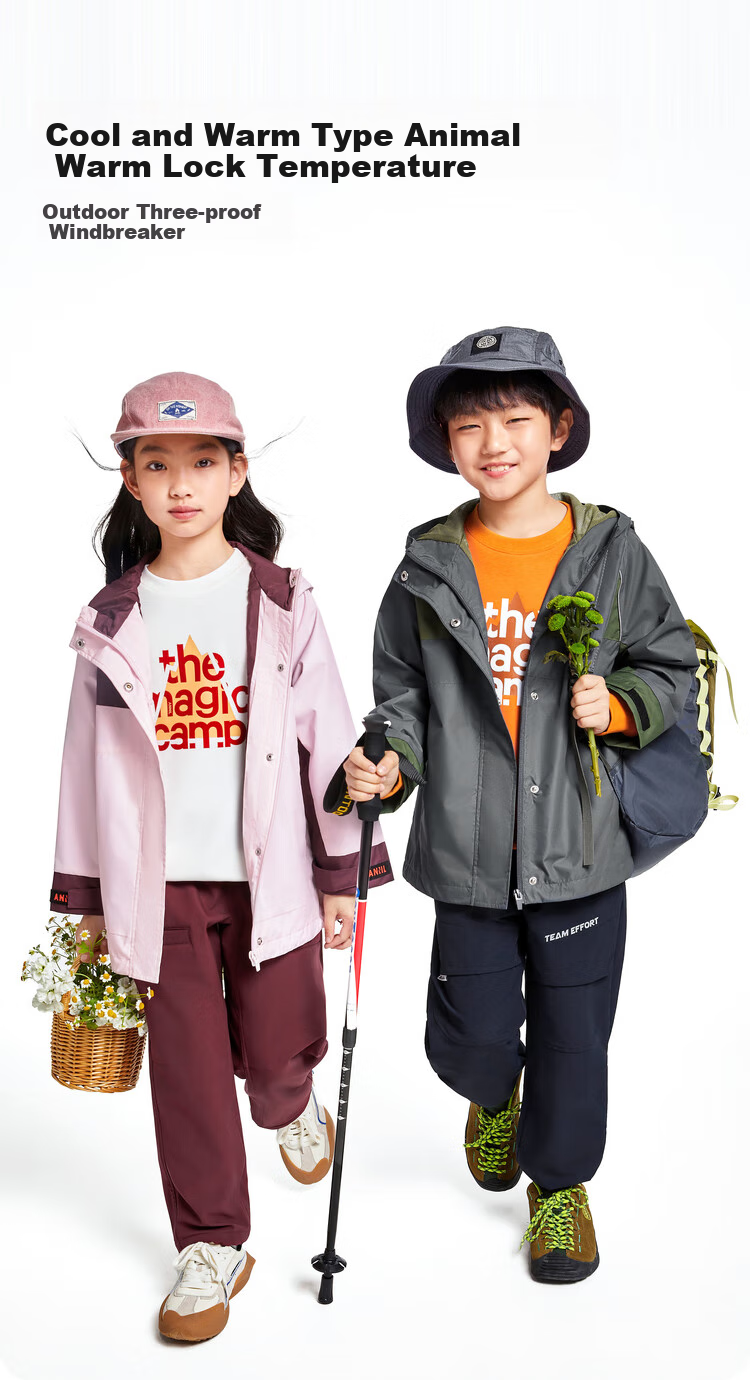 Annil Children's Clothing, Boys And Girls Windbreaker Jacket, 2024 Autumn New Style, Energetic Pink, Size 140 1