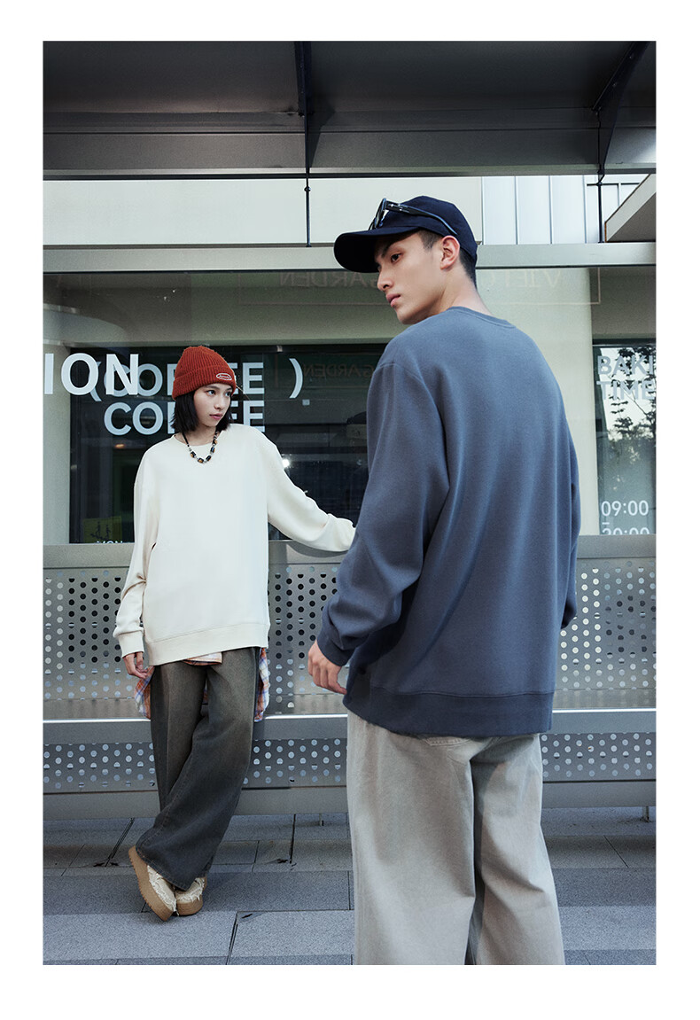 JEANSWEST LIFE Zhenweisi Crew Neck Sweatshirt for Men, Spring And Autumn Heavyweight Crisp Hoodless Jacket, Youth Outdoor Loose Top 6