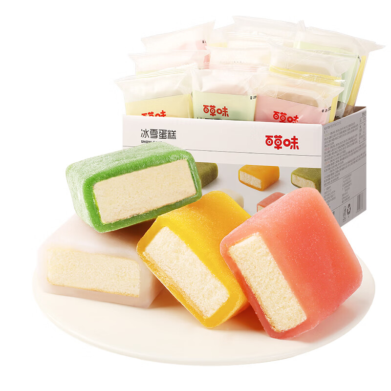 百草味冰雪蛋糕540g早餐零食面包糕点点心休闲零食解馋年货节企业团购