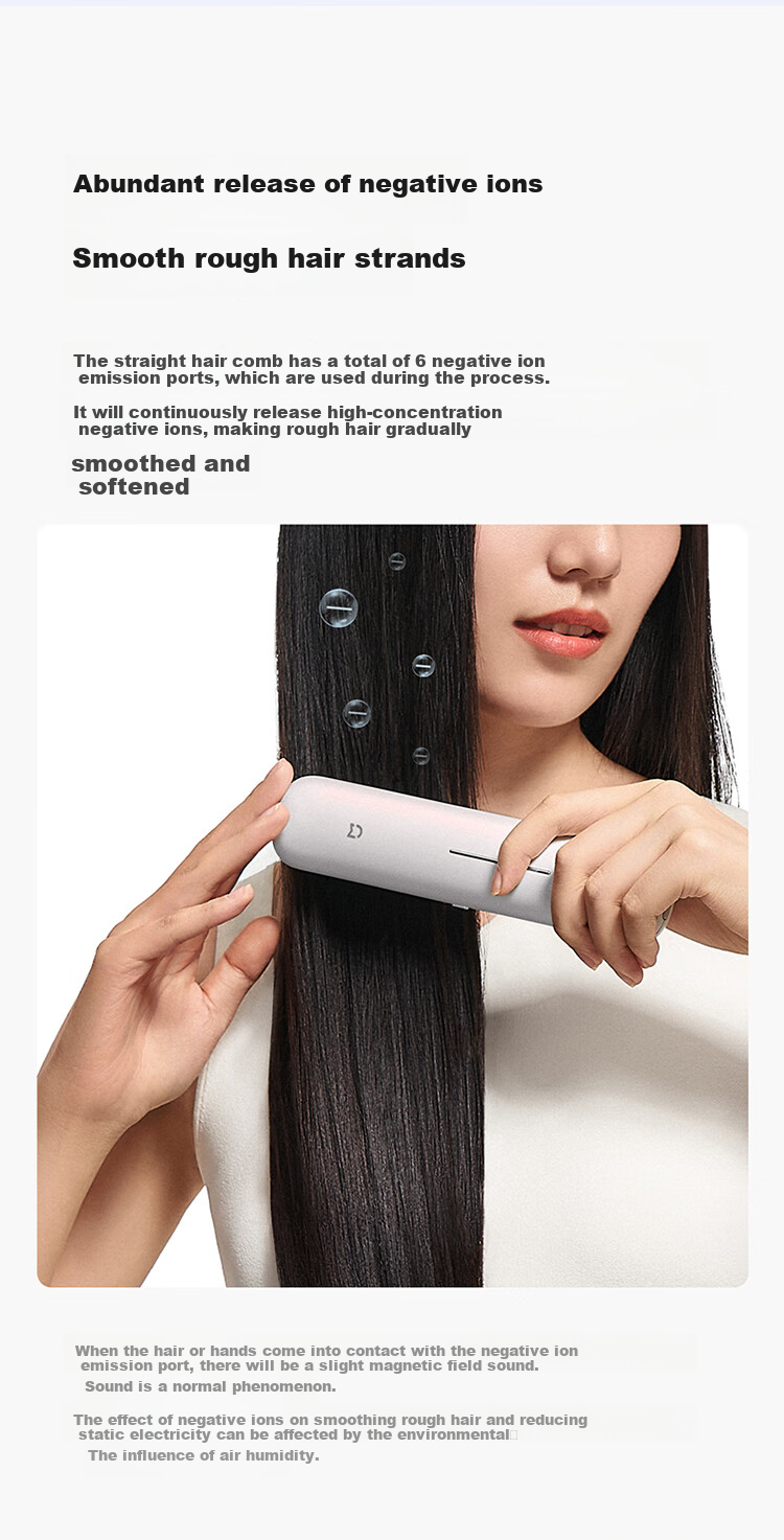 Mijia Xiaomi Wireless Straightening Brush, Mini Portable Hair Styling Comb with Negative Ions for Hair Protection, Straightening Iron And Comb, Birthday Gift for Girlfriend, Yunjin Purple 4