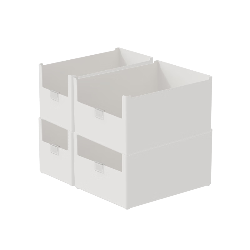 JD Original Square Storage Box for Cabinets And Wardrobes, Organizer Container with Clips, Deep Four-Piece Set