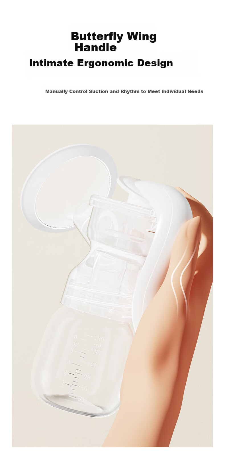 Missbaby Manual Breast Pump, Milk Extractor for Postpartum Women, Portable, High Suction Power, Manual Breast Milk Collector 3