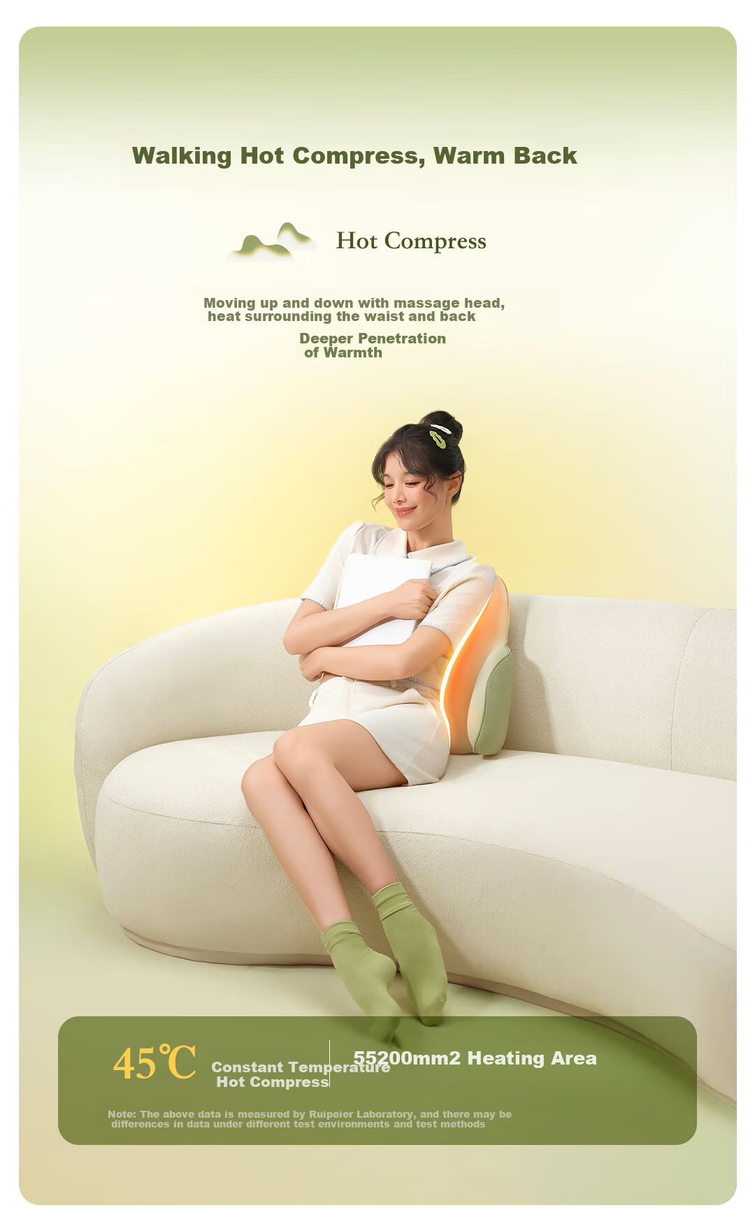 Repor P50 Waist Roller Massager Lumbar Massager Back Waist Hot Compress Office Waist Support Massage Pillow 16