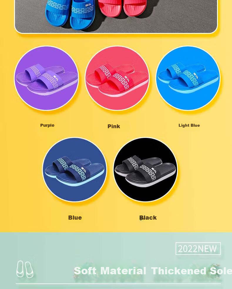 Huili Solid Color Simple Couple Slippers, Bathroom Indoor And Outdoor Fashionable Wear-Resistant Soft-Soled Outdoor Beach Sandals, Men's Style HL01801, Blue, Size 41 3