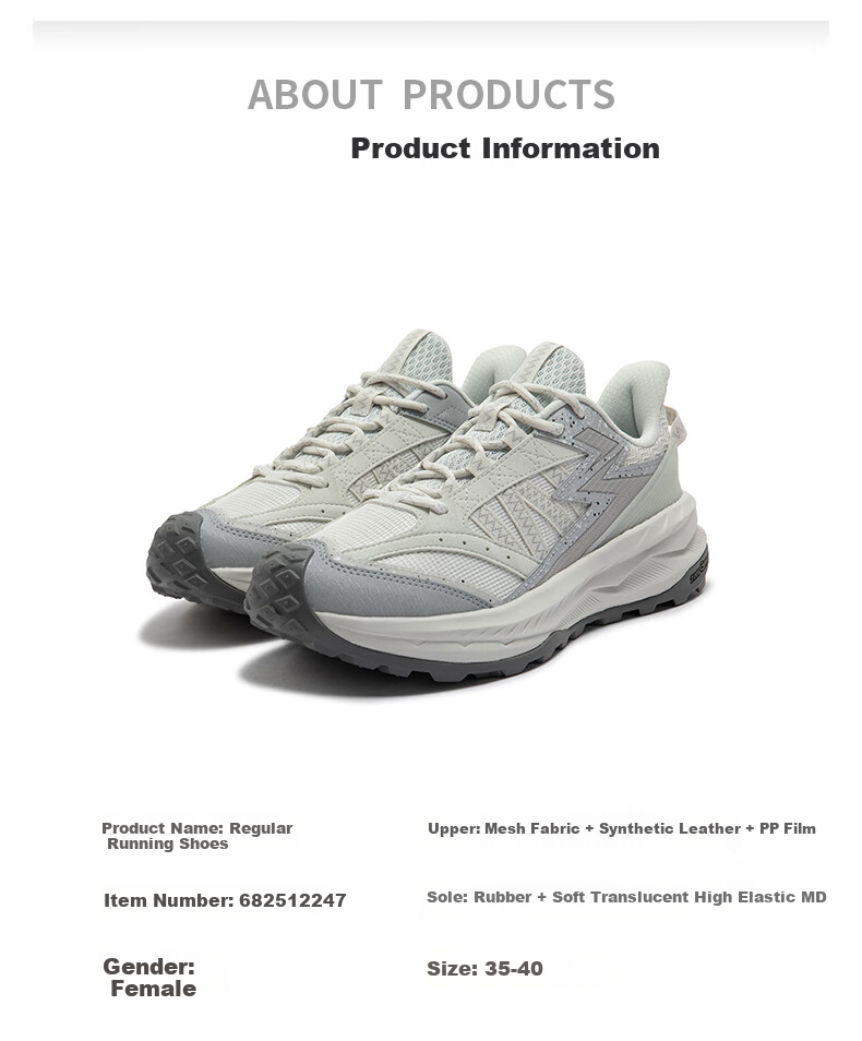361° Women's Outdoor Vibe Sneakers for Spring And Summer, Breathable Hiking And Running Shoes for Women, Model 682512247-1 39