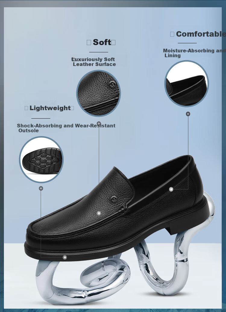 Goldlion Men's Business Leather Shoes, Lightweight And Durable Loafers, G580430546AAA, Black, Size 39 1
