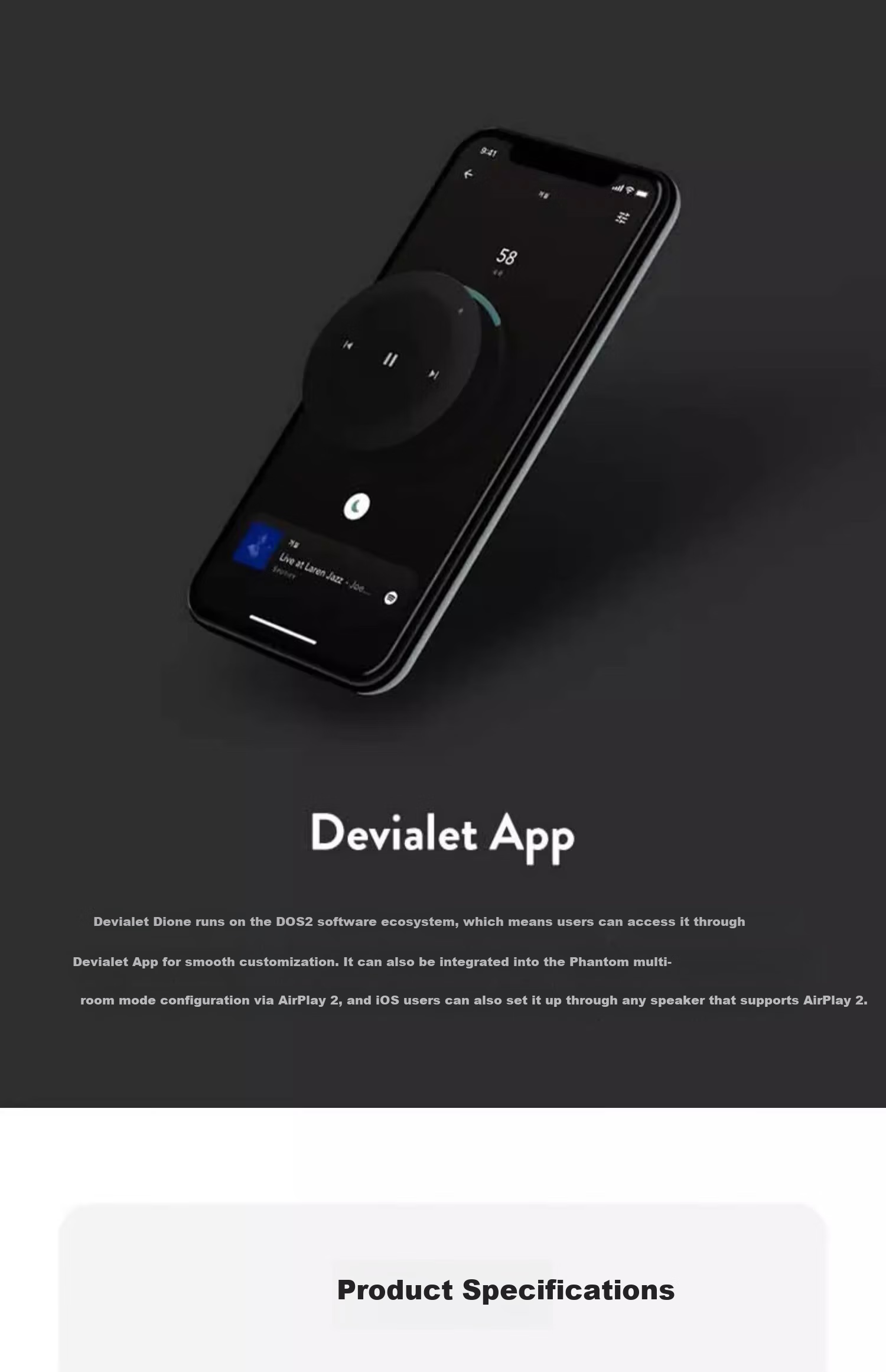 Diwalei DEVIALET Dione Soundbar Speaker System, Dolby Atmos Home Theater Living Room TV Audio, Black, 101dB, Long Bar Speaker 12