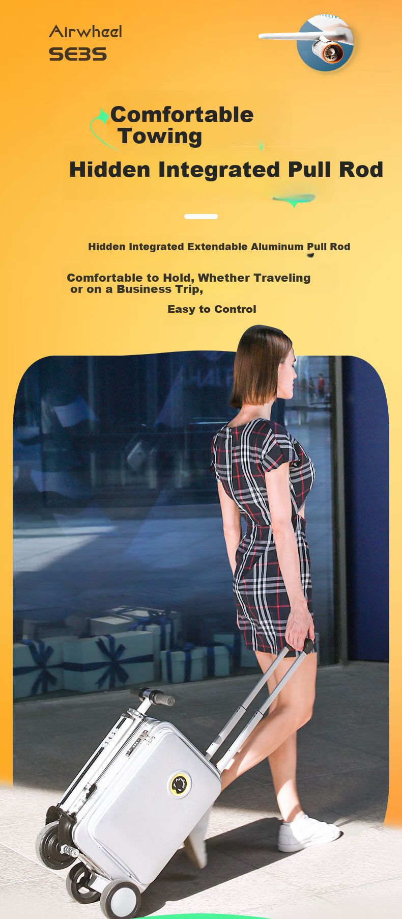 Airwheel Smart Electric Luggage Scooter 20-inch Telescopic Aluminum Frame Carry-on Case 5
