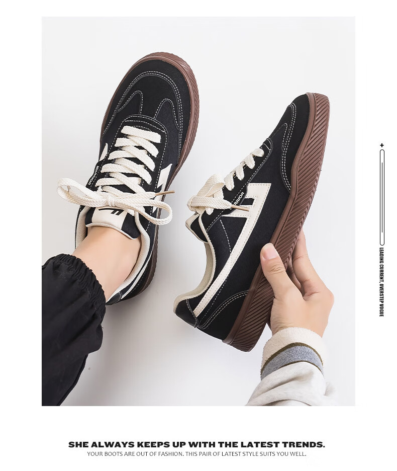Huili Official Canvas Shoes for Men, Spring And Autumn Style, Thick-Soled Height-Increasing Sports Sneakers, Outdoor Casual Training Shoes, Black, Size 44 5
