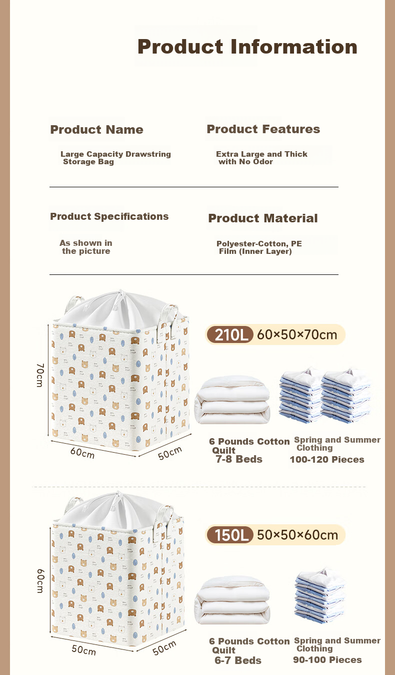 Baicaoyuan Moving Packing Bags, Storage Bags for Quilts And Clothes, Luggage Storage Bags, Large Capacity Woven Bags, Moving Bags, Large Size 240L 11