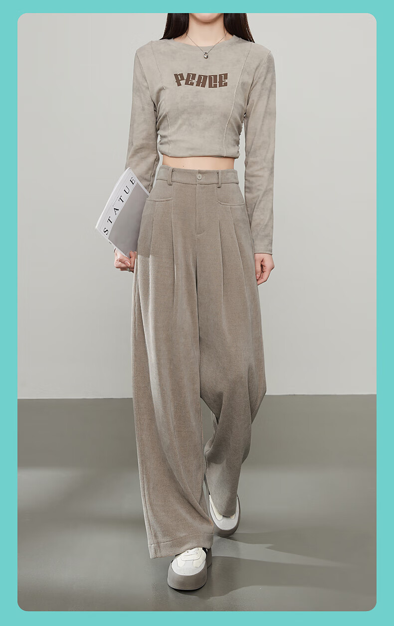ESE-Y Wide-Leg Pants for Women, Spring 2025, High-Waisted Slimming Straight-Leg Glutinous Rice Pants, Black, Size 27 1