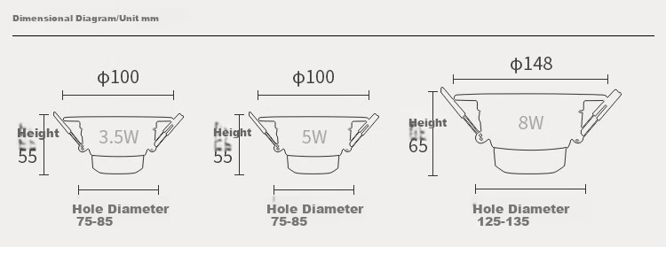 Foshan Lighting (FSL) LED Downlight, 6-Inch, 20W, Cool White, High Power, Recessed, No Main Light, Suspended Ceiling, Aluminum Material, Cut-Out Size 16.5-18cm, White Jade Silver Edge 6