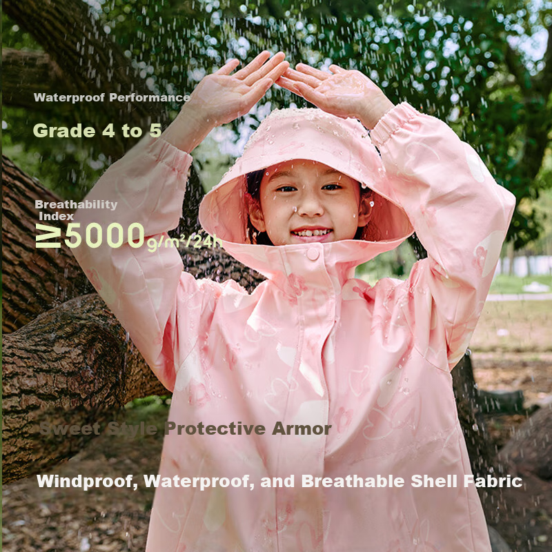 BALABALA Girls' Outerwear, Children's Spring Jacket, Waterproof And Breathable Two-Piece Set, Anti-Static Casual Wear, Fashionable
