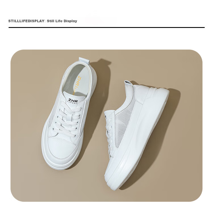 ZHR Women's Casual White Sneakers Soft Sole Breathable Low-top Comfortable Shoes AH105F White Size 34 20
