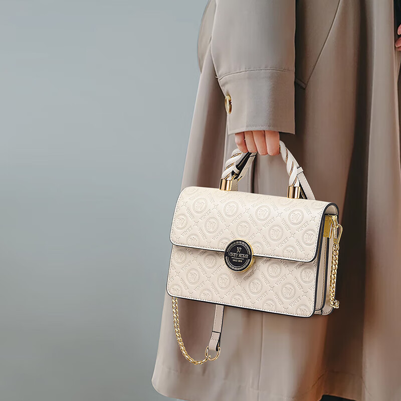 Viney Leather Handbag, Women's Crossbody Small Square Bag, Stylish Shoulder Chain Bag, Practical Birthday Mother's Day Gift for Mom