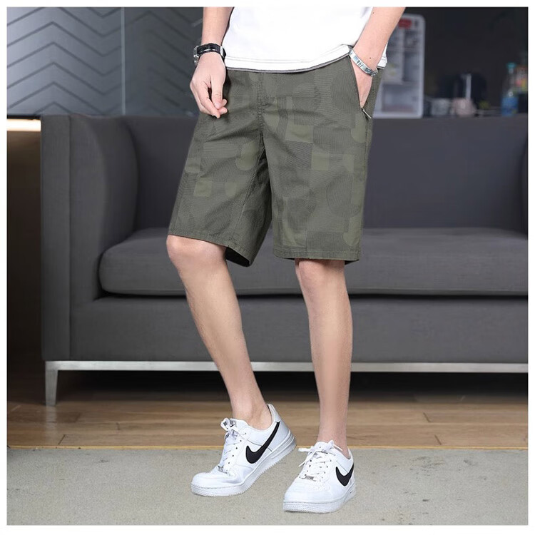 JEEP SPIRIT Men's Shorts, Sports Summer Wear Pants, Beach Casual Five-Point Shorts, American Workwear Style, Pure Cotton Mid-Length Pants 8