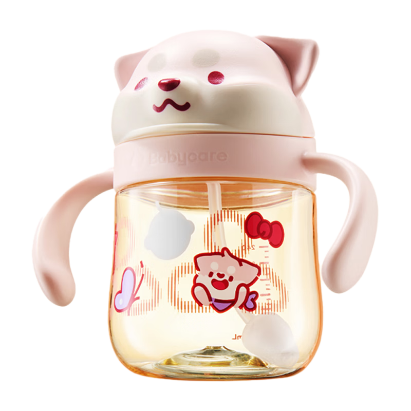 Babycare Shiba Inu Children's Water Cup Baby Training Cup Baby Straw Cup Anti-Choking Summer Water Bottle PPSU - Seagull Valve