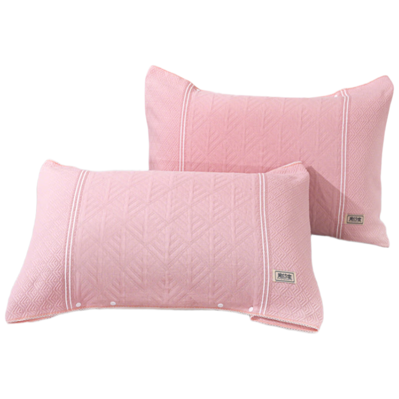 Yuan Life Xinjiang Cotton Adjustable Snap Pillowcase Oil-Proof Sweat-Proof Anti-Slip Pillowcase Pair Pink 50x71cm